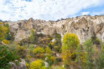 Fototapeta na wymiar Rock mountain in open air museum in Cappadocia, TurkeyRock mountain in open air museum in Cappadocia, Turkey.