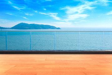 Outdoor balcony deck and beautiful sea view.