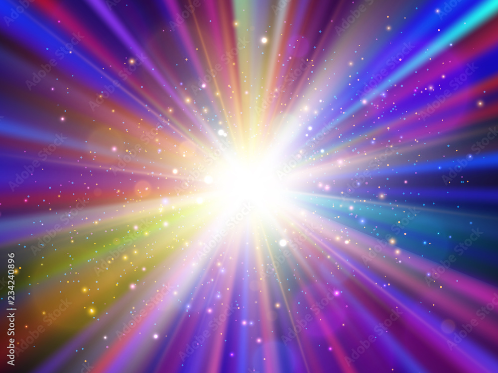 Poster light effect. star burst with sparkles. colorful vector explosion.