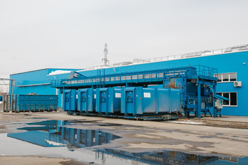 Containers for waste storage at a waste processing plant for further processing and disposal.
