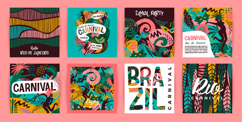 Brazil carnival. Vector templates with trendy abstract elements.