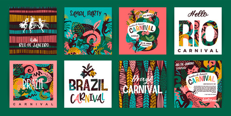 Brazil carnival. Vector templates with trendy abstract elements. - obrazy, fototapety, plakaty