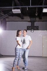 Dancing class witnesses the passion of kizomba partners. Latino elegance.