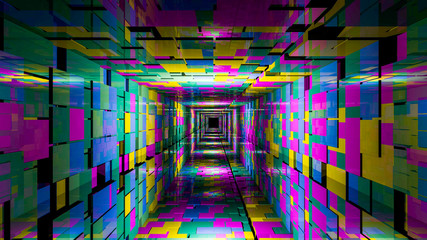 Fototapeta premium 3d odpłacają się abstrakcjonistycznego tło. Długi korytarz.