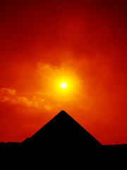 sunset sky at the pyramids of Giza Cairo Egypt