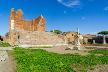 Ostia antica in Rome, Italy. Capitolium and Forum square