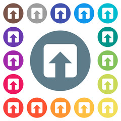 Upload flat white icons on round color backgrounds