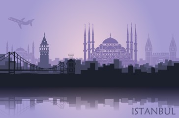 Fototapeta premium Landscape of the Turkish city of Istanbul. Abstract skyline with the main attractions