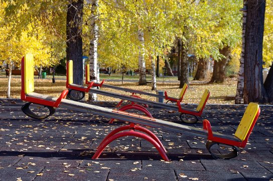 A set of playground seesaws.