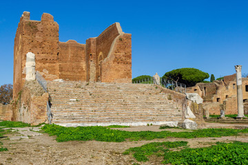 Ostia antica in Rome, Italy. Capitolium and Forum square