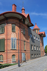 Fototapeta na wymiar alte Backsteinfassade in Karlshamn Schweden