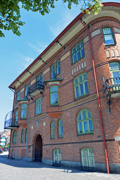 Historische Klinkerfassade in Karlshamn Schweden