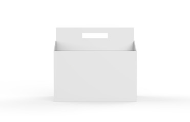 White blank 6 pack beer packaging on white floor for mock up, 3d illustration