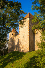 Fototapeta na wymiar The walls of the castle Veveri near the city of Brno, Czech republic