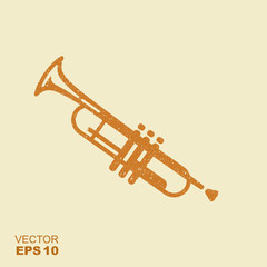 Simple icon Trumpet. Flat icon with scuffed effect in a separate layer