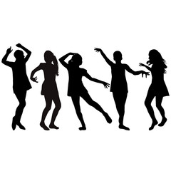 Fototapeta na wymiar Silhouettes of girls dancing