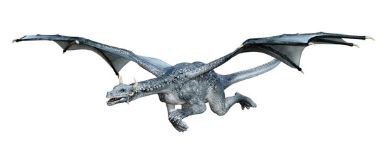 3D Rendering Fairy Tale Dragon on White