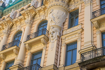 Fototapeta na wymiar Art Nouveau building in Riga, Latvia