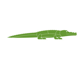 Cut of meat Crocodile. Alligator silhouette scheme lines of different parts meat. How to cut flesh croc. Poster Butchers diagram for meat stores. Barbecue and steaks, delicacy dishes.