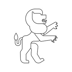 Lion Heraldic animal linear style. Fantastic Beast. Monster for coat of arms. Heraldry design element.