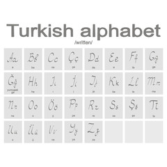 Set of monochrome icons with Turkish alphabet for your design