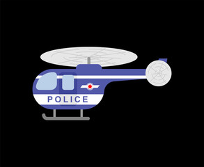 Helicopter police isolated. Cop Chopper Flying transport with propeller. Vector illustration