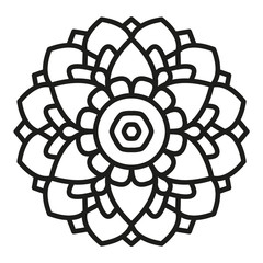 Simple Mandala Shape for Coloring. Vector Mandala. Floral. Flower. Oriental. Book Page. Outline.