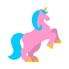 Strong unicorn isolated. Powerful magic horse with horn.