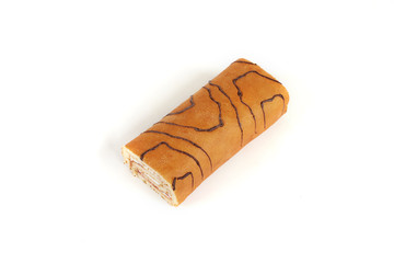 biscuit swiss roll isolated on white background.