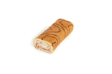 biscuit swiss roll isolated on white background.