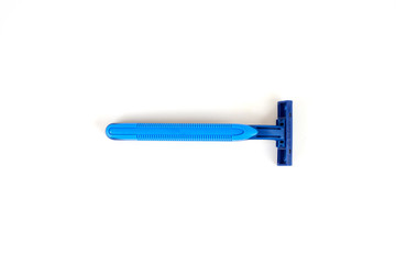 New disposable razor blade, on white background, isolated.
