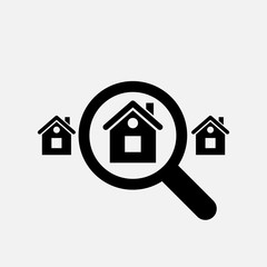 Looking for home icon. Search home symbol. Flat design. Stock - Vector illustration.