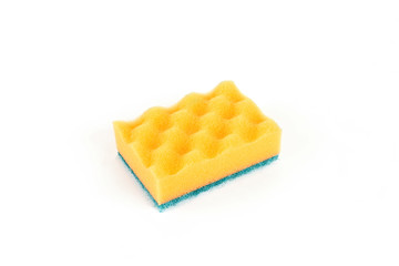 sponge for washing dishes, isolated on white background.