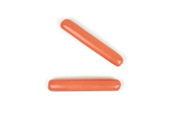 Obraz premium Fresh boiled sausages, isolated on white background