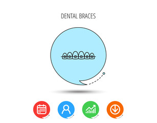 Dental braces icon. Teeth healthcare sign.