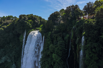 Beautiful view of the Marmore waterfalls (Cascate delle Marmore), Umbria, Italy