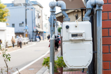 Fantastic of domestic analogue electricity meter model single phase on vintage style at Kyoto, Japan.