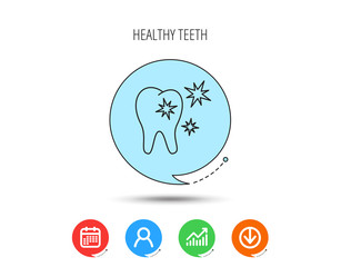 Healthy tooth icon. Dental protection sign.