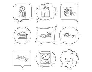 Ventilation, garage and heat radiator icons.