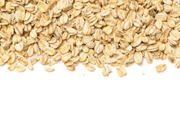 Oat flakes on white background