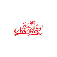 Congratulations Happy New Year and Merry Christmas, calligraphy for cards, posters and covers