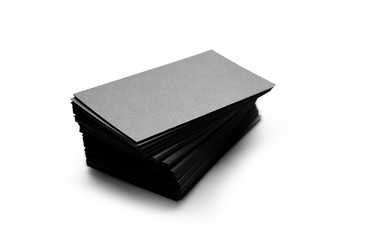 stack of black business cards isolated on a white background