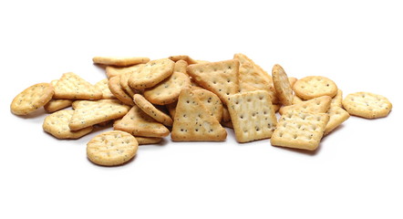 salty cracker biscuit isolated on white background