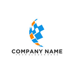 Simple minimalistic modern professional logo design of technology vector EPS illustrator template