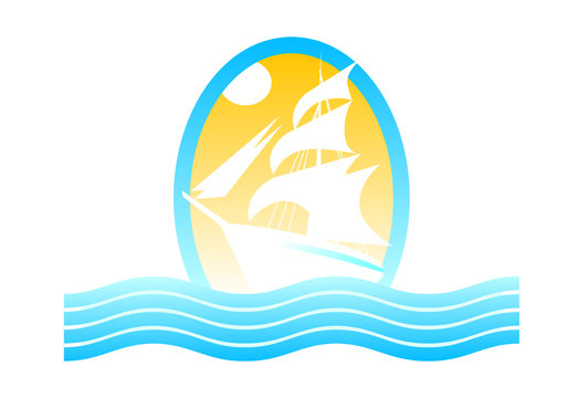 sailing ship at sea. vector image for logo or illustration