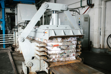 Special equipment for pressing paper waste at a waste sorting plant for further disposal or...