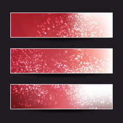 Fototapeta na wymiar Set of Dark Red Horizontal Sparkling Banner Designs for Christmas, New Year, Seasonal Events or Holidays