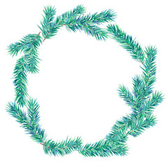 Fototapeta na wymiar Christmas wreath, pine branches wreath