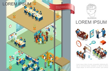 Isometric Colorful Business Composition
