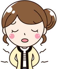 女性会社員OLのおなかが痛い体調不良